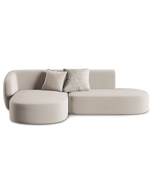 Canapé d'angle Ouvert gauche Modulable En Velours Chiara 4 Places beige - 227x155x74 cm