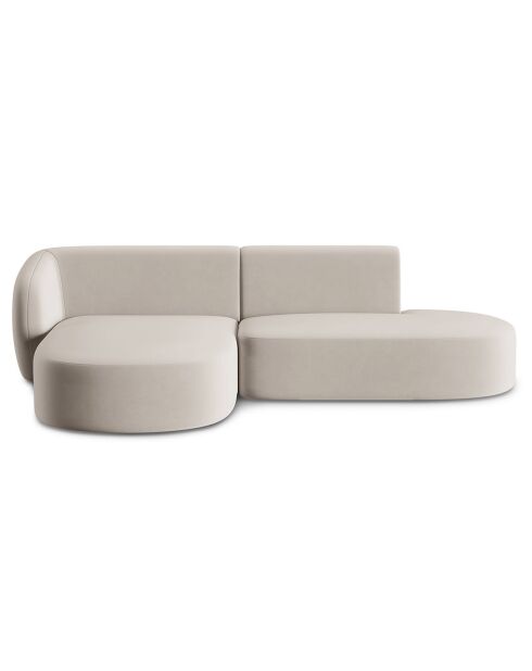 Canapé d'angle Ouvert gauche Modulable En Velours Chiara 4 Places beige - 227x155x74 cm