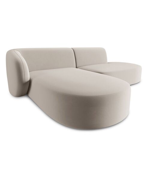 Canapé d'angle Ouvert gauche Modulable En Velours Chiara 4 Places beige - 227x155x74 cm