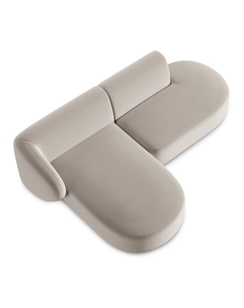 Canapé d'angle Ouvert gauche Modulable En Velours Chiara 4 Places beige - 227x155x74 cm