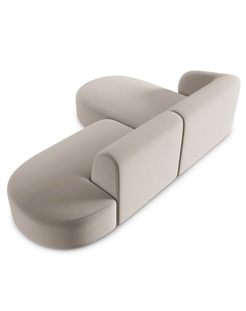 Canapé d'angle Ouvert gauche Modulable En Velours Chiara 4 Places beige - 227x155x74 cm