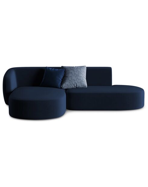 Canapé d'angle Ouvert gauche Modulable En Velours Chiara 4 Places bleu roi - 227x155x74 cm