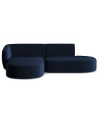 Canapé d'angle Ouvert gauche Modulable En Velours Chiara 4 Places bleu roi - 227x155x74 cm