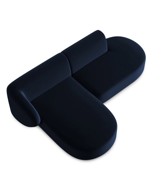 Canapé d'angle Ouvert gauche Modulable En Velours Chiara 4 Places bleu roi - 227x155x74 cm