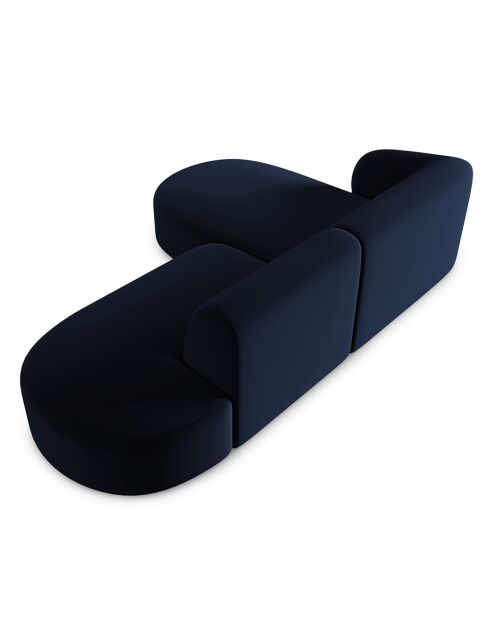Canapé d'angle Ouvert gauche Modulable En Velours Chiara 4 Places bleu roi - 227x155x74 cm