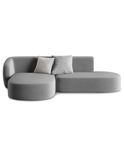 Canapé d'angle Ouvert gauche Modulable En Velours Chiara 4 Places gris - 227x155x74 cm