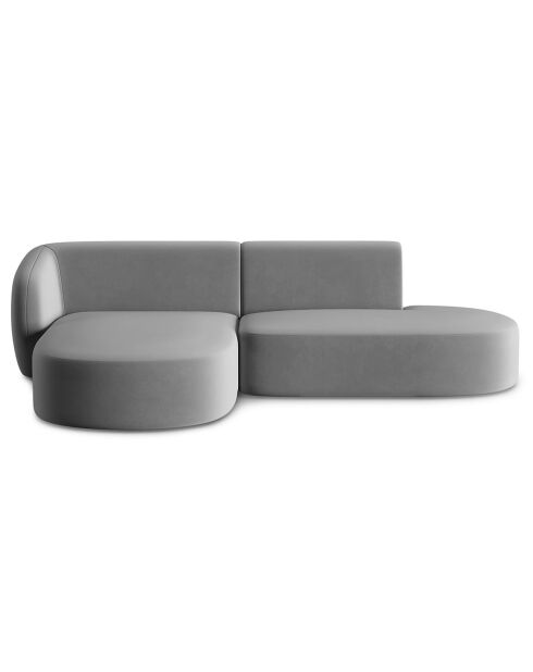 Canapé d'angle Ouvert gauche Modulable En Velours Chiara 4 Places gris - 227x155x74 cm