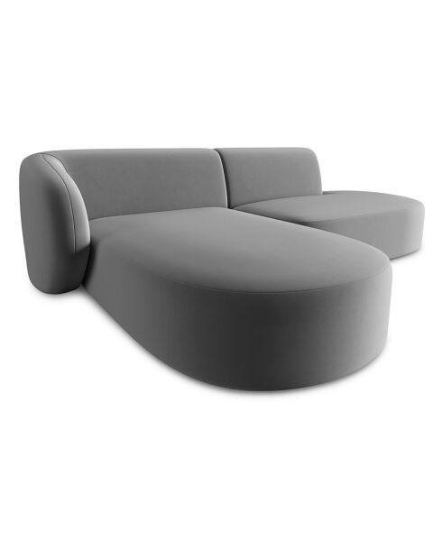 Canapé d'angle Ouvert gauche Modulable En Velours Chiara 4 Places gris - 227x155x74 cm