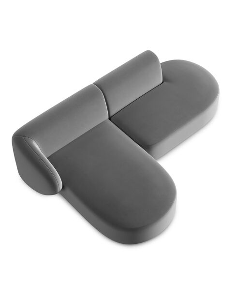Canapé d'angle Ouvert gauche Modulable En Velours Chiara 4 Places gris - 227x155x74 cm