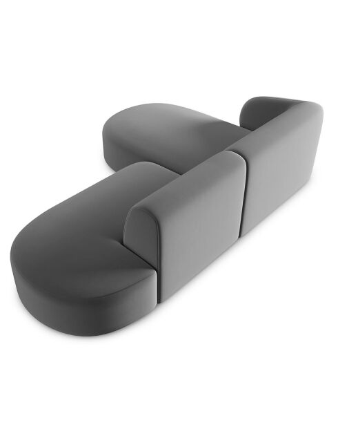 Canapé d'angle Ouvert gauche Modulable En Velours Chiara 4 Places gris - 227x155x74 cm