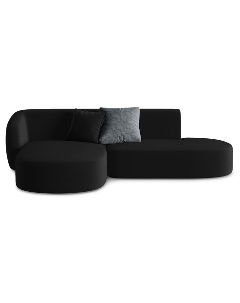 Canapé d'angle Ouvert gauche Modulable En Velours Chiara 4 Places noir - 227x155x74 cm