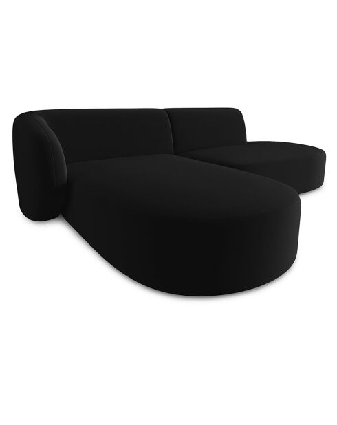 Canapé d'angle Ouvert gauche Modulable En Velours Chiara 4 Places noir - 227x155x74 cm
