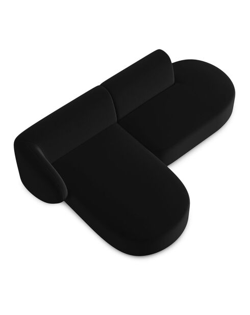 Canapé d'angle Ouvert gauche Modulable En Velours Chiara 4 Places noir - 227x155x74 cm