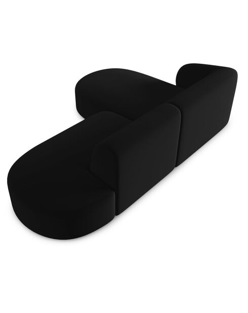 Canapé d'angle Ouvert gauche Modulable En Velours Chiara 4 Places noir - 227x155x74 cm