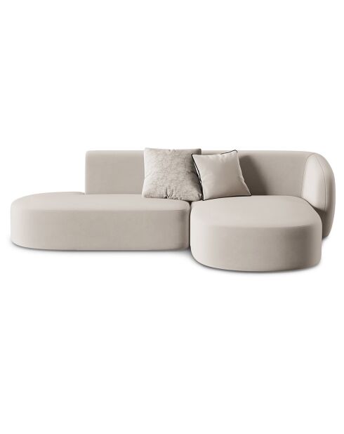 Canapé d'angle Ouvert droit Modulable En Velours Chiara 4 Places beige - 227x155x74 cm