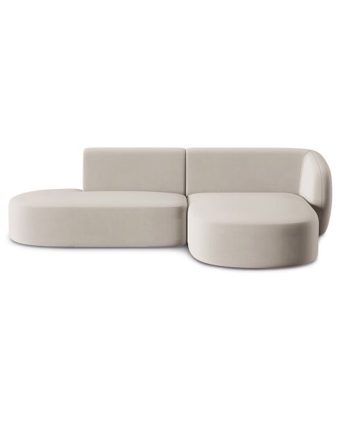 Canapé d'angle Ouvert droit Modulable En Velours Chiara 4 Places beige - 227x155x74 cm