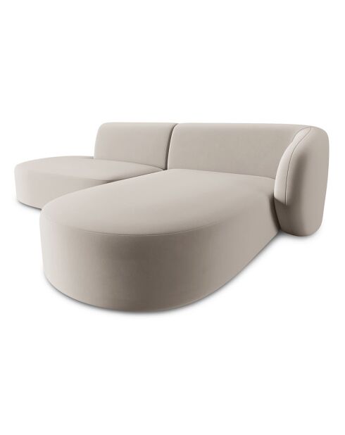 Canapé d'angle Ouvert droit Modulable En Velours Chiara 4 Places beige - 227x155x74 cm