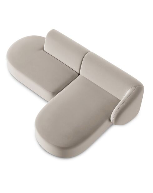 Canapé d'angle Ouvert droit Modulable En Velours Chiara 4 Places beige - 227x155x74 cm