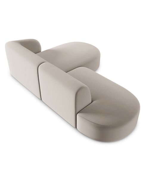 Canapé d'angle Ouvert droit Modulable En Velours Chiara 4 Places beige - 227x155x74 cm