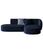 Canapé d'angle Ouvert droit Modulable En Velours Chiara 4 Places bleu roi - 227x155x74 cm