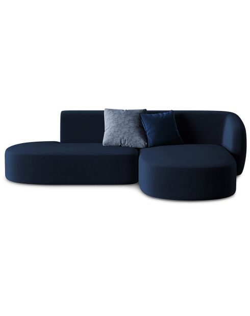 Canapé d'angle Ouvert droit Modulable En Velours Chiara 4 Places bleu roi - 227x155x74 cm