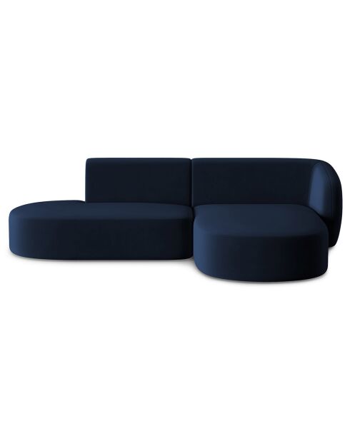 Canapé d'angle Ouvert droit Modulable En Velours Chiara 4 Places bleu roi - 227x155x74 cm