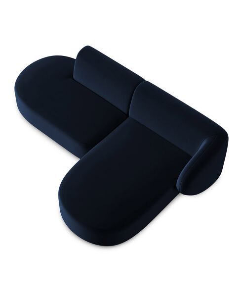 Canapé d'angle Ouvert droit Modulable En Velours Chiara 4 Places bleu roi - 227x155x74 cm