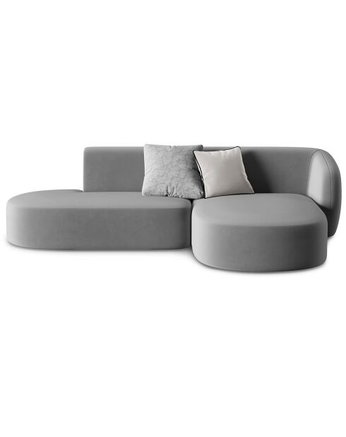 Canapé d'angle Ouvert droit Modulable En Velours Chiara 4 Places gris - 227x155x74 cm