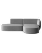 Canapé d'angle Ouvert droit Modulable En Velours Chiara 4 Places gris - 227x155x74 cm