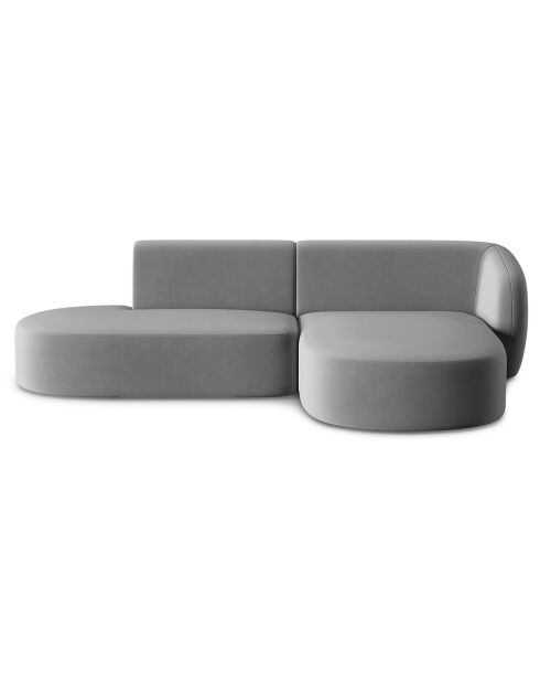 Canapé d'angle Ouvert droit Modulable En Velours Chiara 4 Places gris - 227x155x74 cm