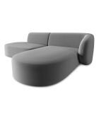 Canapé d'angle Ouvert droit Modulable En Velours Chiara 4 Places gris - 227x155x74 cm