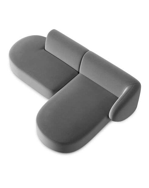 Canapé d'angle Ouvert droit Modulable En Velours Chiara 4 Places gris - 227x155x74 cm