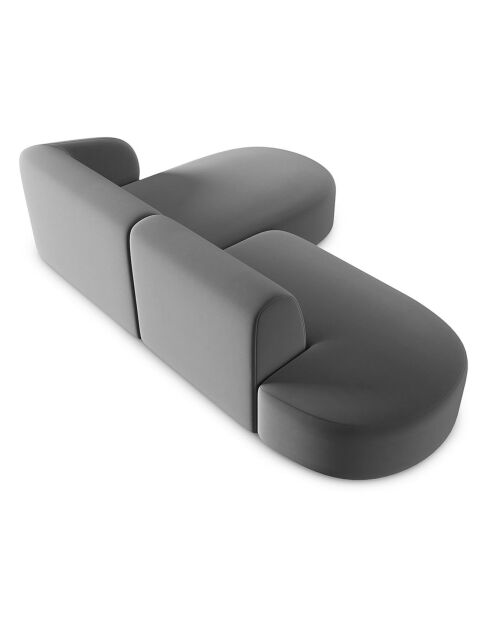 Canapé d'angle Ouvert droit Modulable En Velours Chiara 4 Places gris - 227x155x74 cm