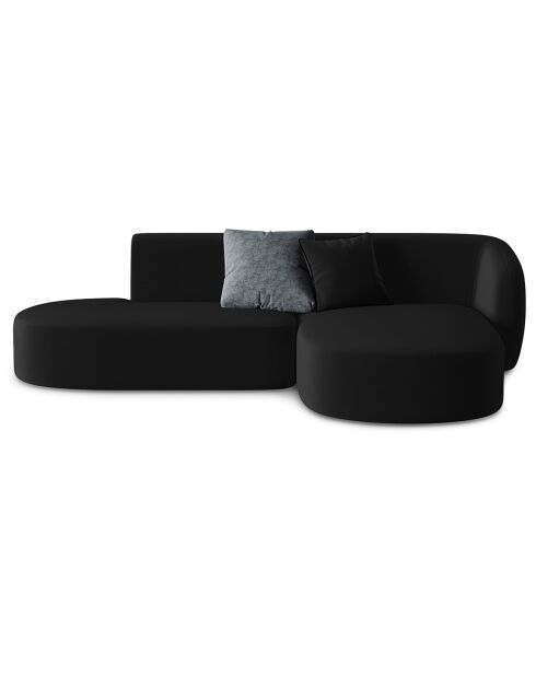 Canapé d'angle Ouvert droit Modulable En Velours Chiara 4 Places noir - 227x155x74 cm