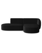 Canapé d'angle Ouvert droit Modulable En Velours Chiara 4 Places noir - 227x155x74 cm