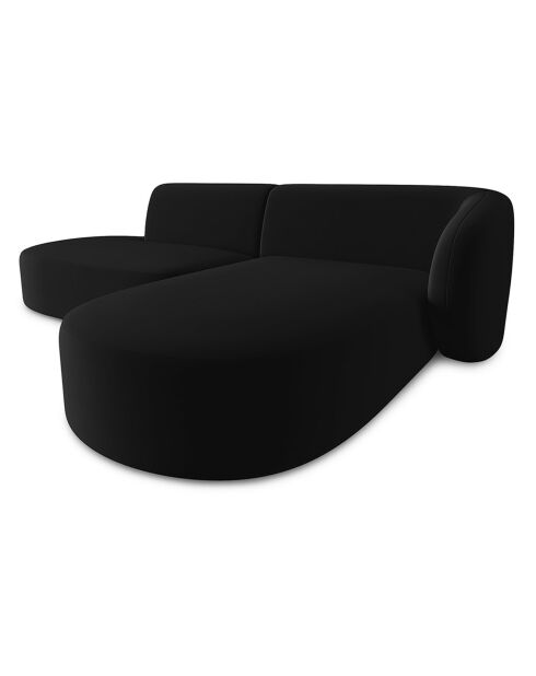 Canapé d'angle Ouvert droit Modulable En Velours Chiara 4 Places noir - 227x155x74 cm