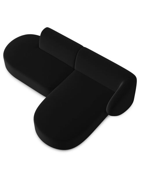 Canapé d'angle Ouvert droit Modulable En Velours Chiara 4 Places noir - 227x155x74 cm