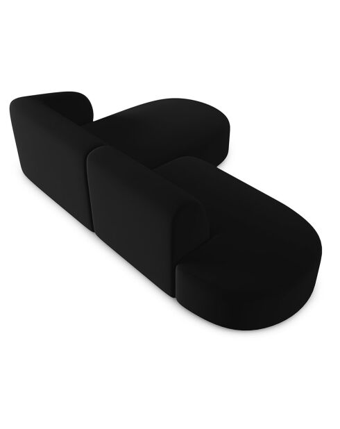 Canapé d'angle Ouvert droit Modulable En Velours Chiara 4 Places noir - 227x155x74 cm