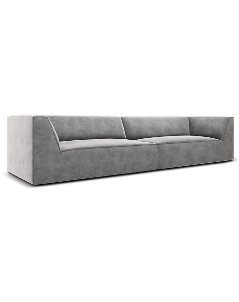 Canapé Velours Charles 4 Places gris clair - 302x93x69 cm