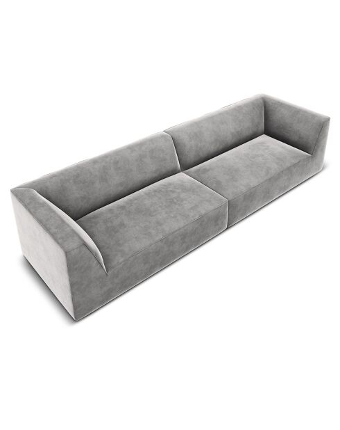 Canapé Velours Charles 4 Places gris clair - 302x93x69 cm