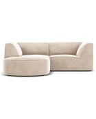 Canapé d'angle gauche Velours Charles 3 Places beige clair - 186x180x69 cm