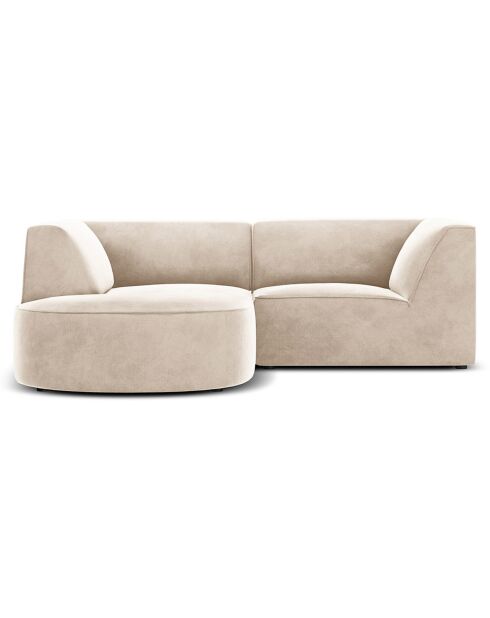 Canapé d'angle gauche Velours Charles 3 Places beige clair - 186x180x69 cm