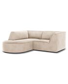 Canapé d'angle gauche Velours Charles 3 Places beige clair - 186x180x69 cm