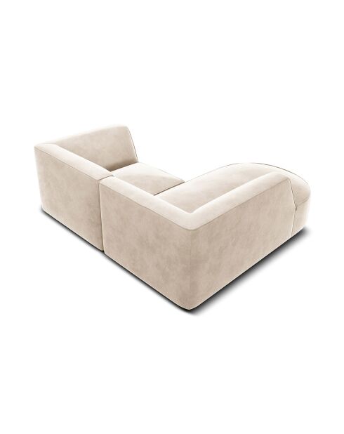 Canapé d'angle gauche Velours Charles 3 Places beige clair - 186x180x69 cm