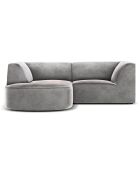 Canapé d'angle gauche Velours Charles 3 Places gris clair - 186x180x69 cm