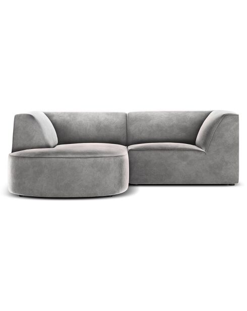 Canapé d'angle gauche Velours Charles 3 Places gris clair - 186x180x69 cm
