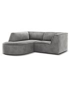 Canapé d'angle gauche Velours Charles 3 Places gris clair - 186x180x69 cm