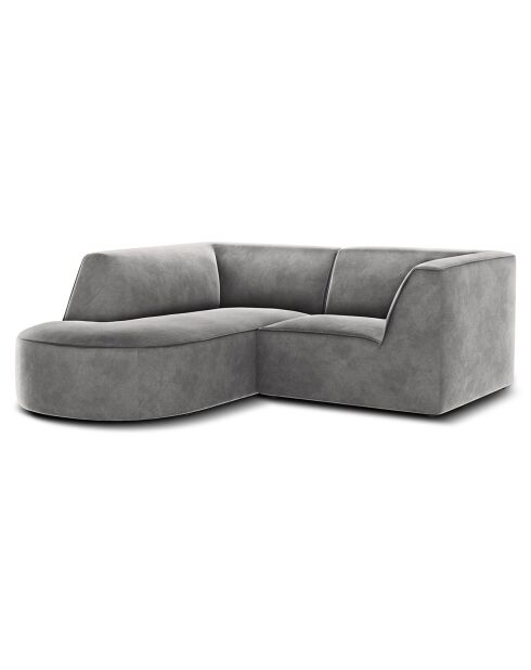 Linkes Ecksofa Velours Charles 3 Seater hellgrau - 186x180x69 cm