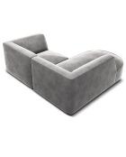 Canapé d'angle gauche Velours Charles 3 Places gris clair - 186x180x69 cm