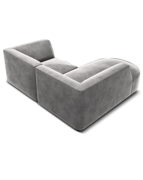 Canapé d'angle gauche Velours Charles 3 Places gris clair - 186x180x69 cm